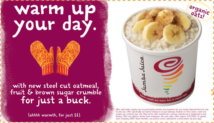 Try New Jamba Juice Oatmeal For A Buck