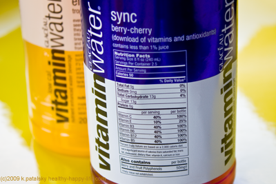 vitamin water nutrition label