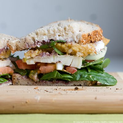 Olive Tapenade Tempeh Vegan Sandwich. Lunch. - HealthyHappyLife.com