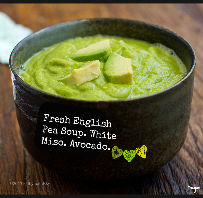 Easy Miso Avocado English Pea Soup. Bright Green. Fresh Flavor! 