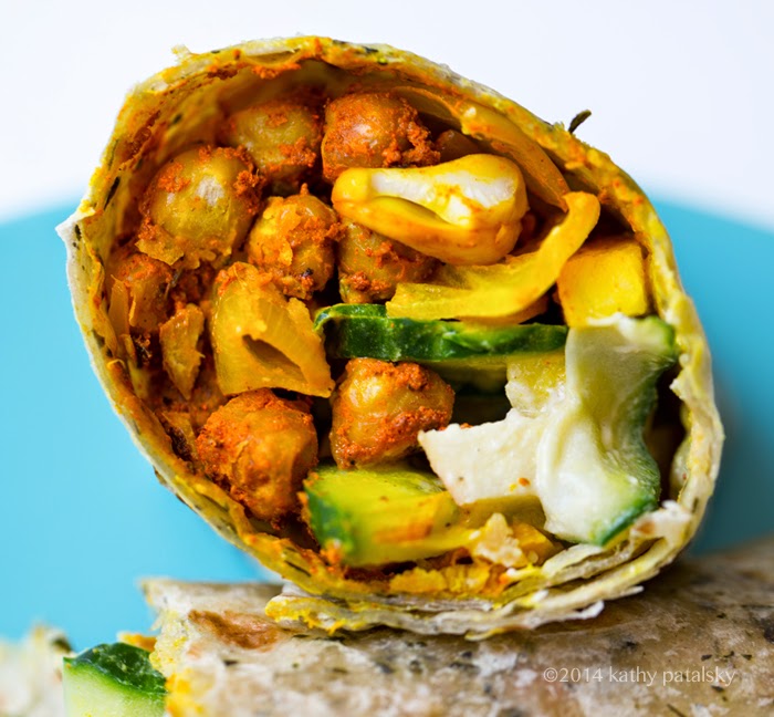 easy amazing vegan wraps with turmeric chickpeas and cool cucumbers