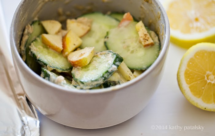 cool cucumber tahini apple lemon salad