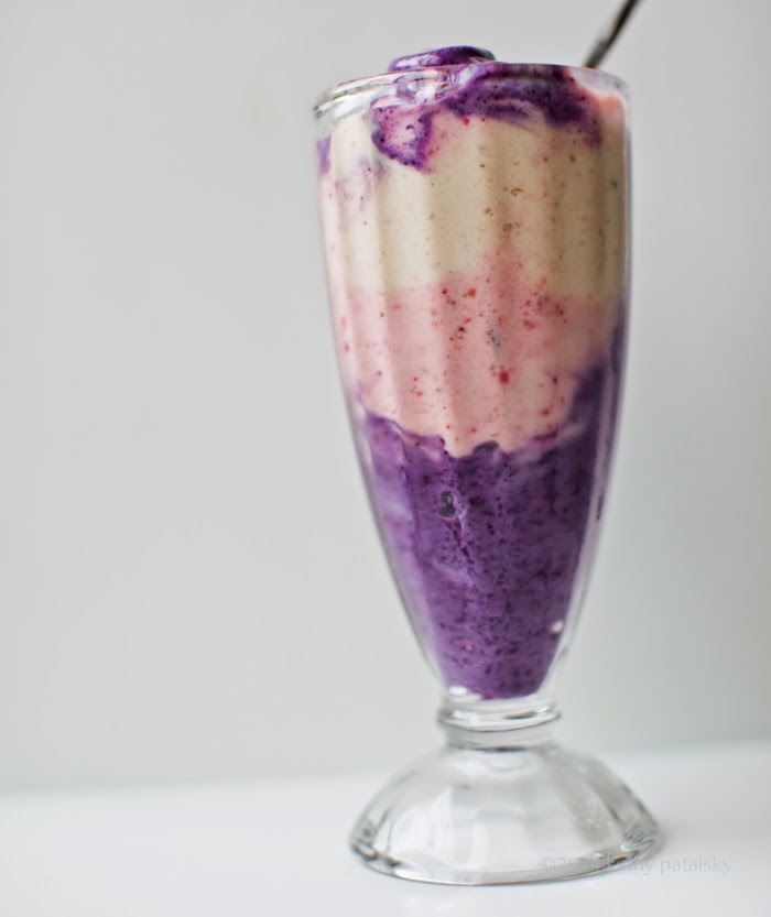 Banana Blender Ice Cream. Video How-To. Pink, Banana and Blueberry. 