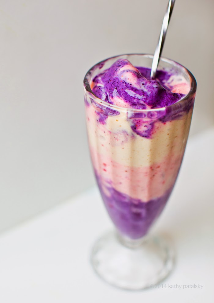 Banana Blender Ice Cream. Video How-To. Pink, Banana and Blueberry. 