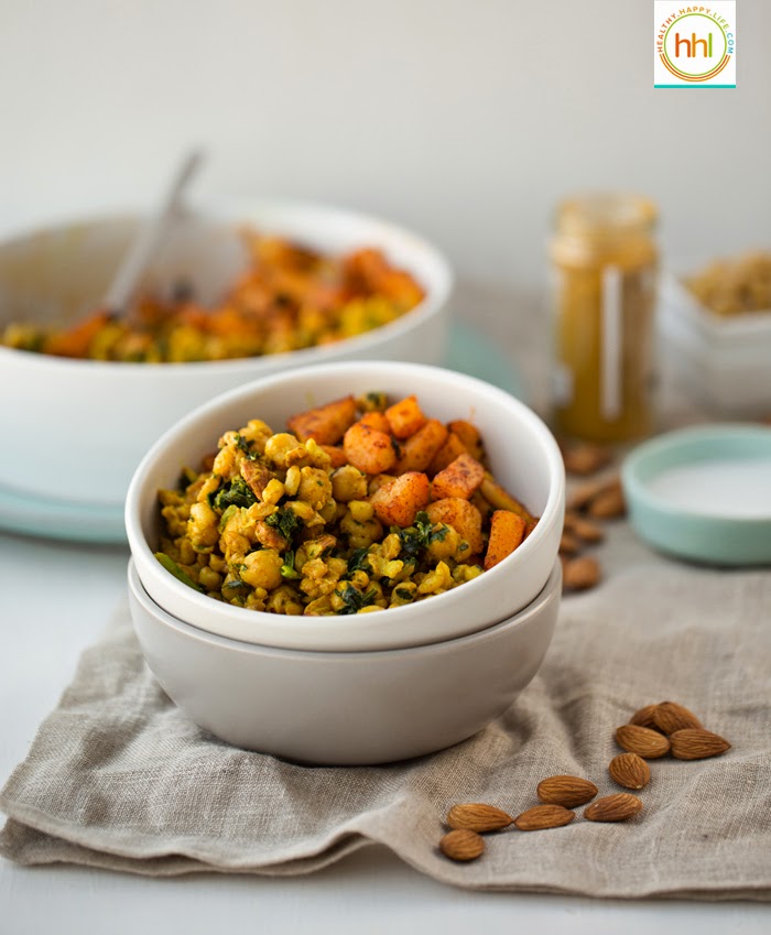 Coconut Curried Skillet Farro and Chickpeas with Smoky Potatoes