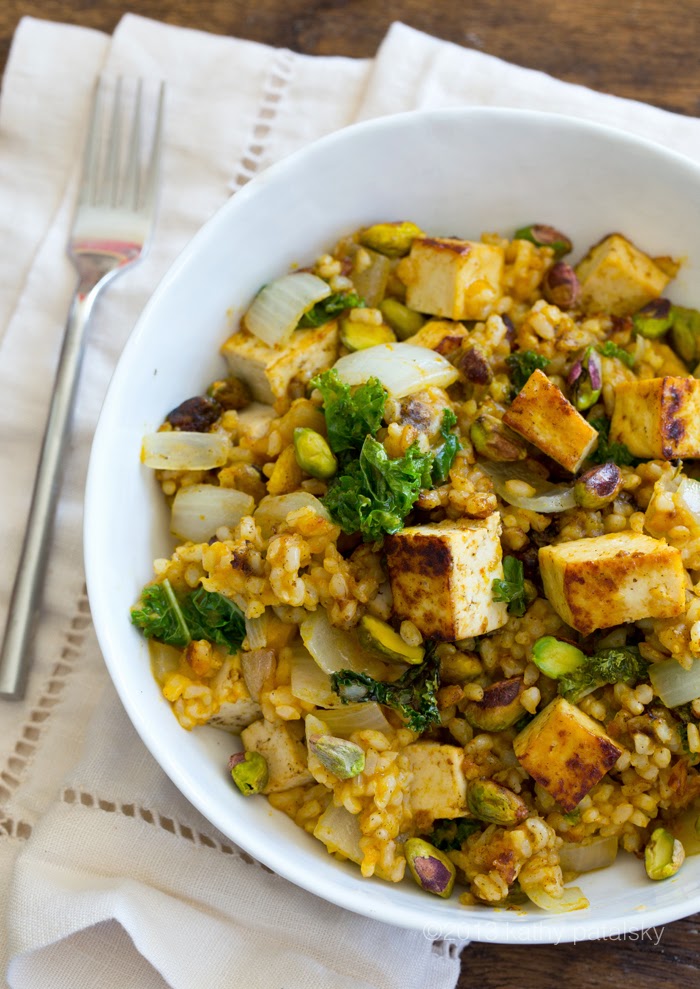 pumpkin tofu kale rice bowl