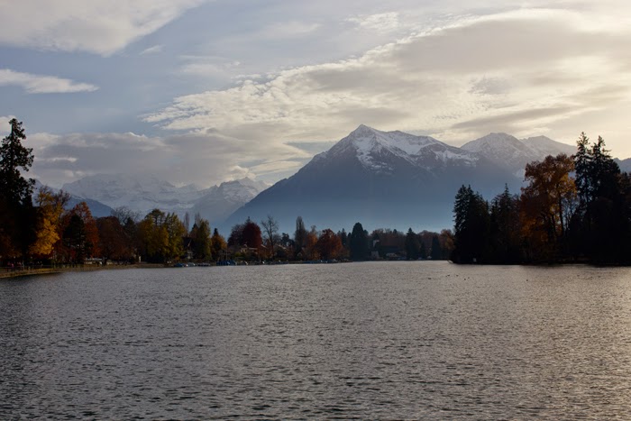 View of the Swiss Alps in Thun