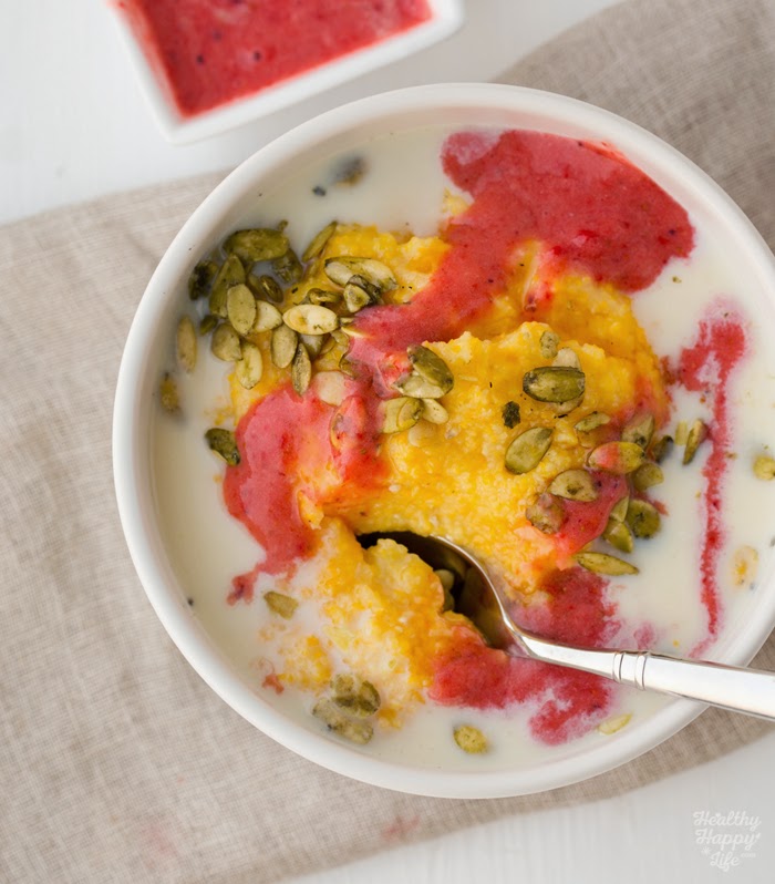 Creamy Polenta Hot Cereal with Berry Swirl