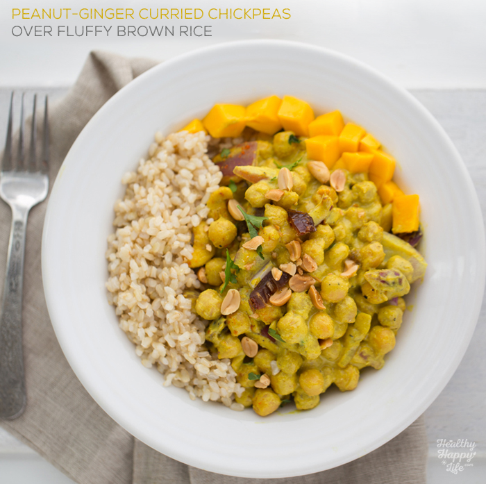 peanut ginger curried chickpeas and rice