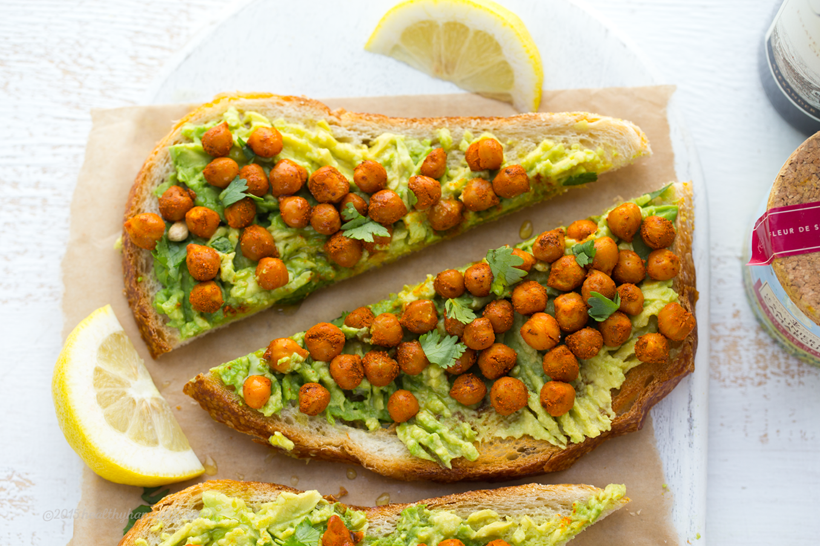 Avocado Toast with Spiced Skillet Chickpeas 