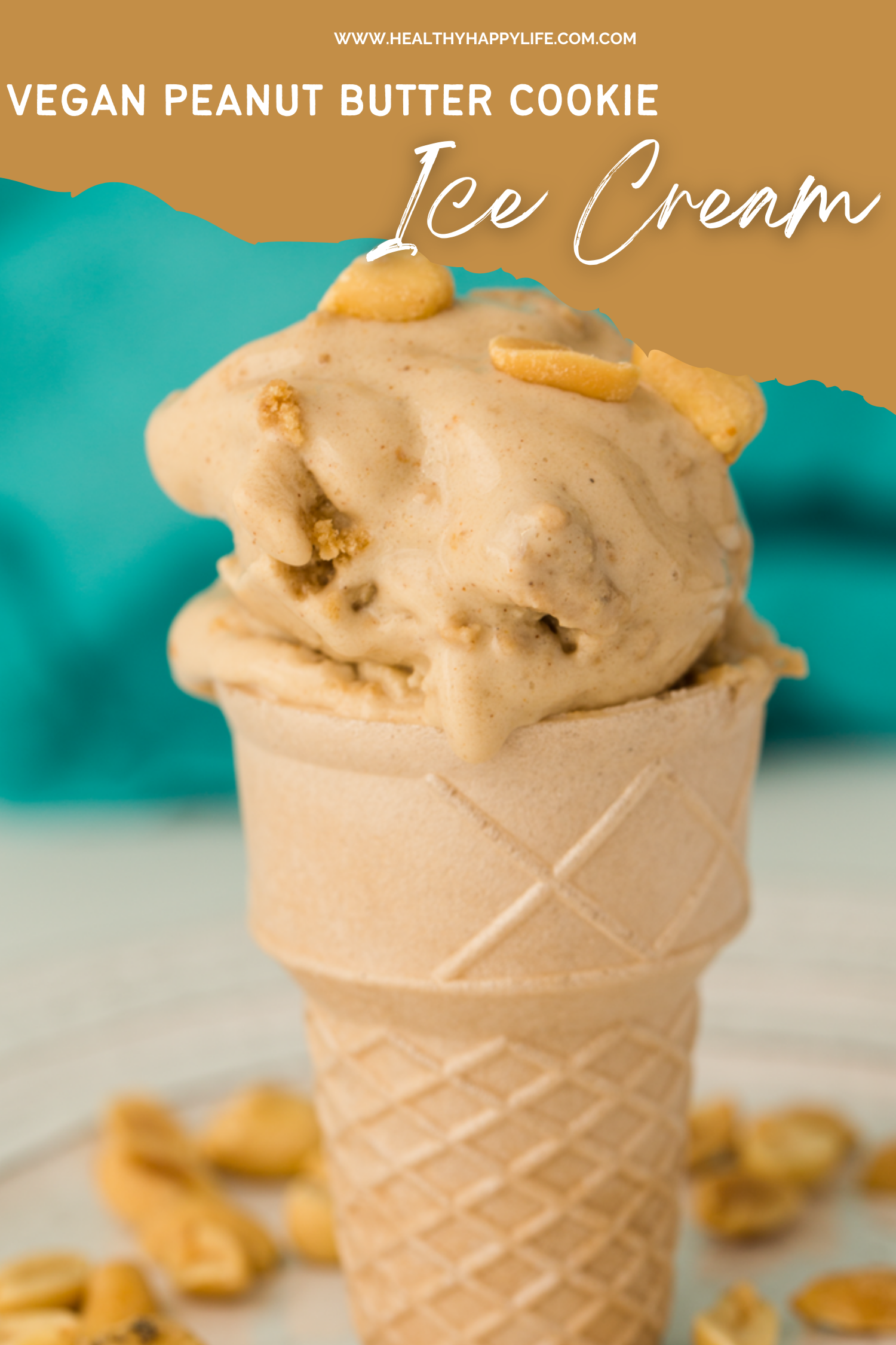 Rich and Creamy, Vegan Peanut Butter Cookie Ice Cream, NoChurn!