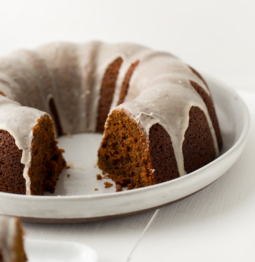 Gingerbread Bundt Cake with Vanilla Glaze