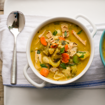 vegan chicken soup with noodles