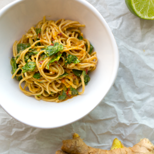 Spicy Peanut-Ginger Soba Noodles - HealthyHappyLife.com