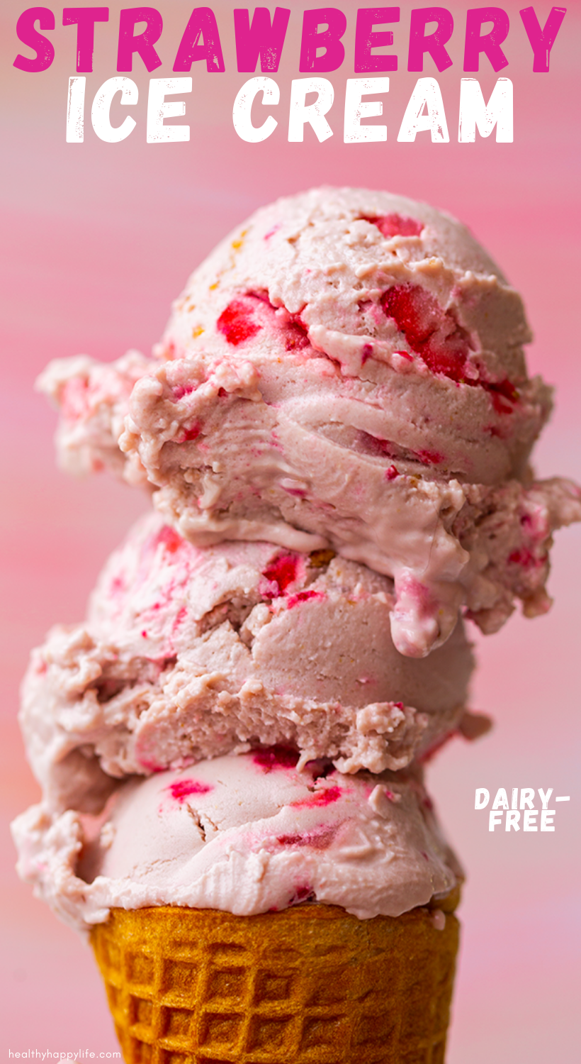 Fresh Strawberry Ice Cream - HealthyHappyLife.com