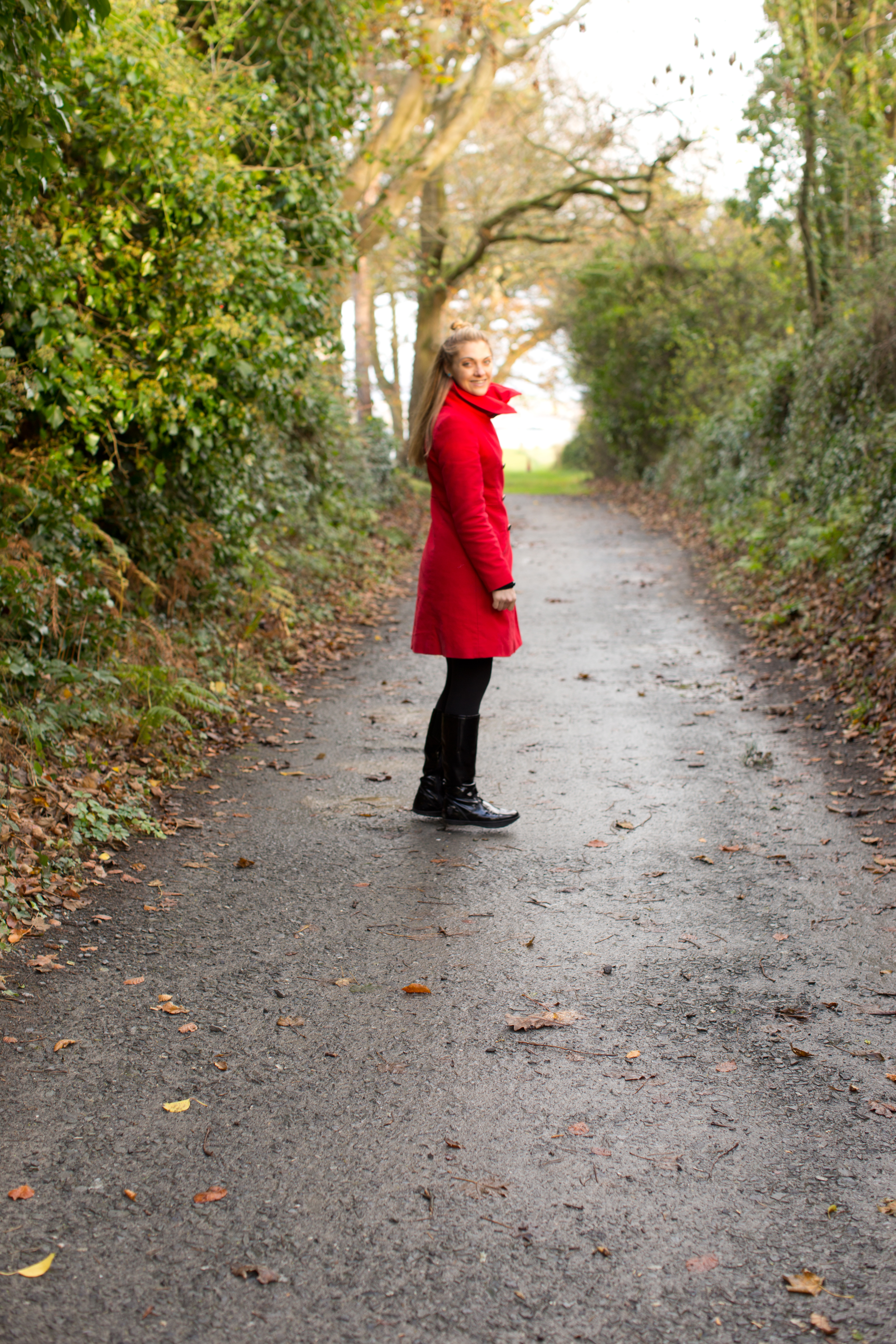 Kathy in ireland, red coat