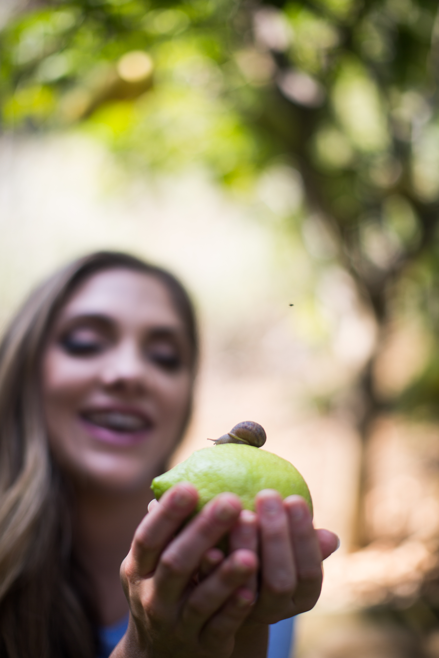 Kathy and a snail