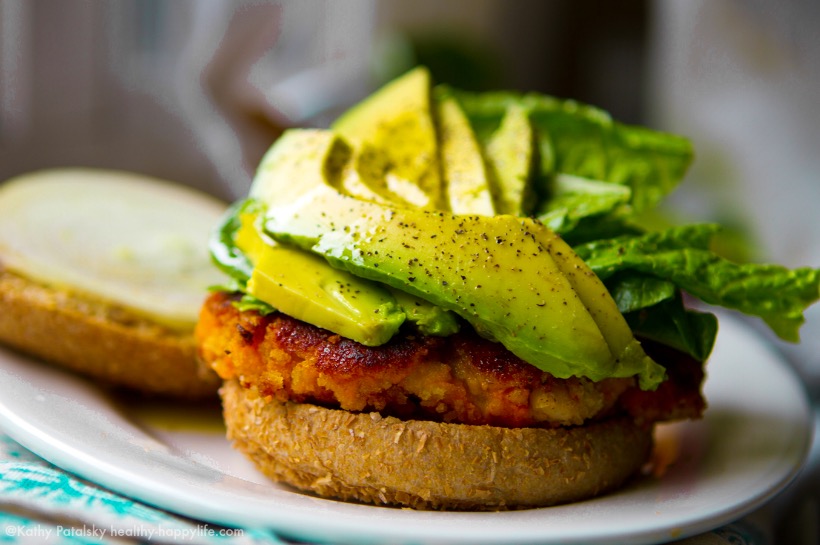 sweet potato veggie burgers with avocado