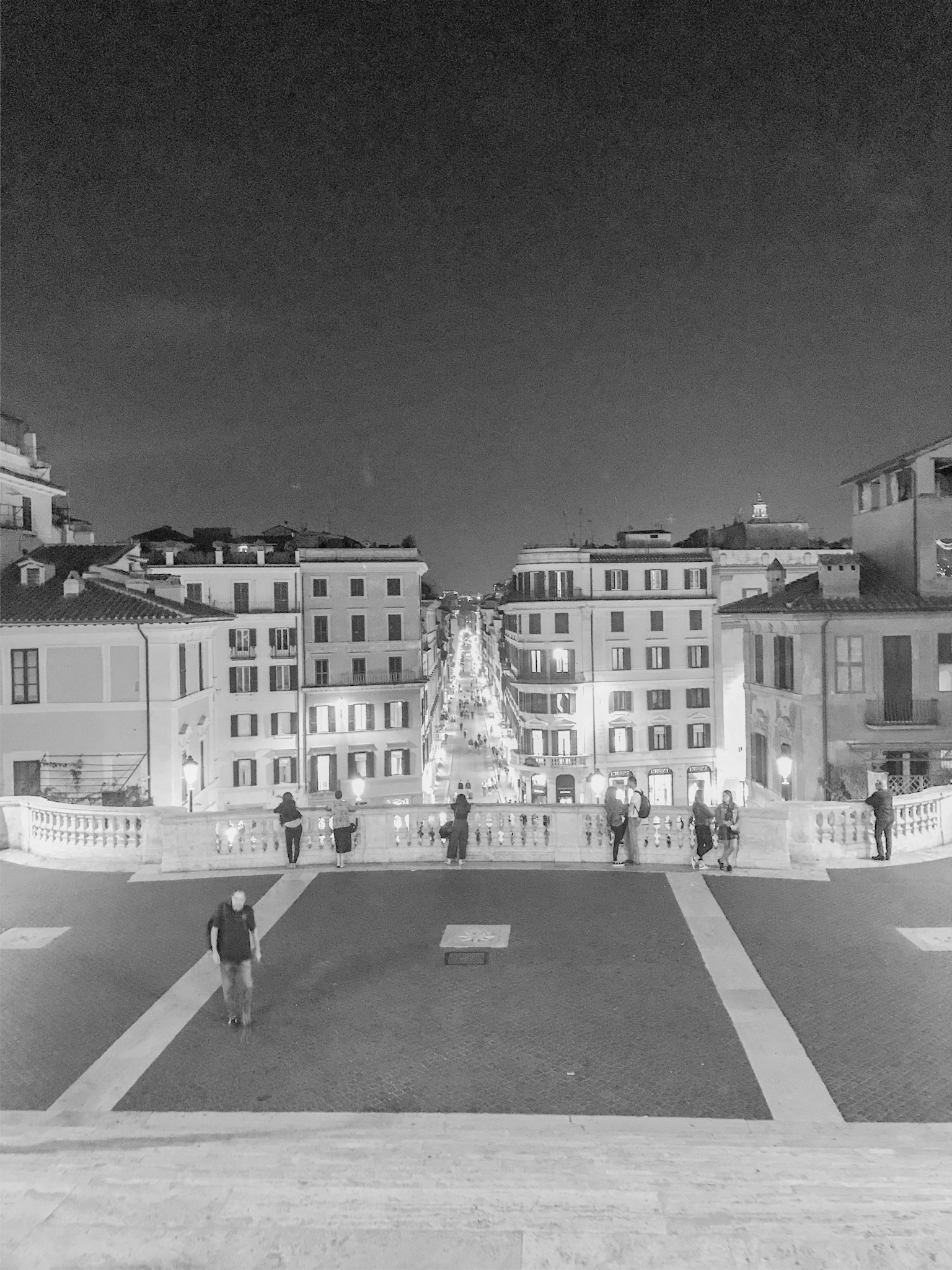 view from the Spanish Steps Rome at night