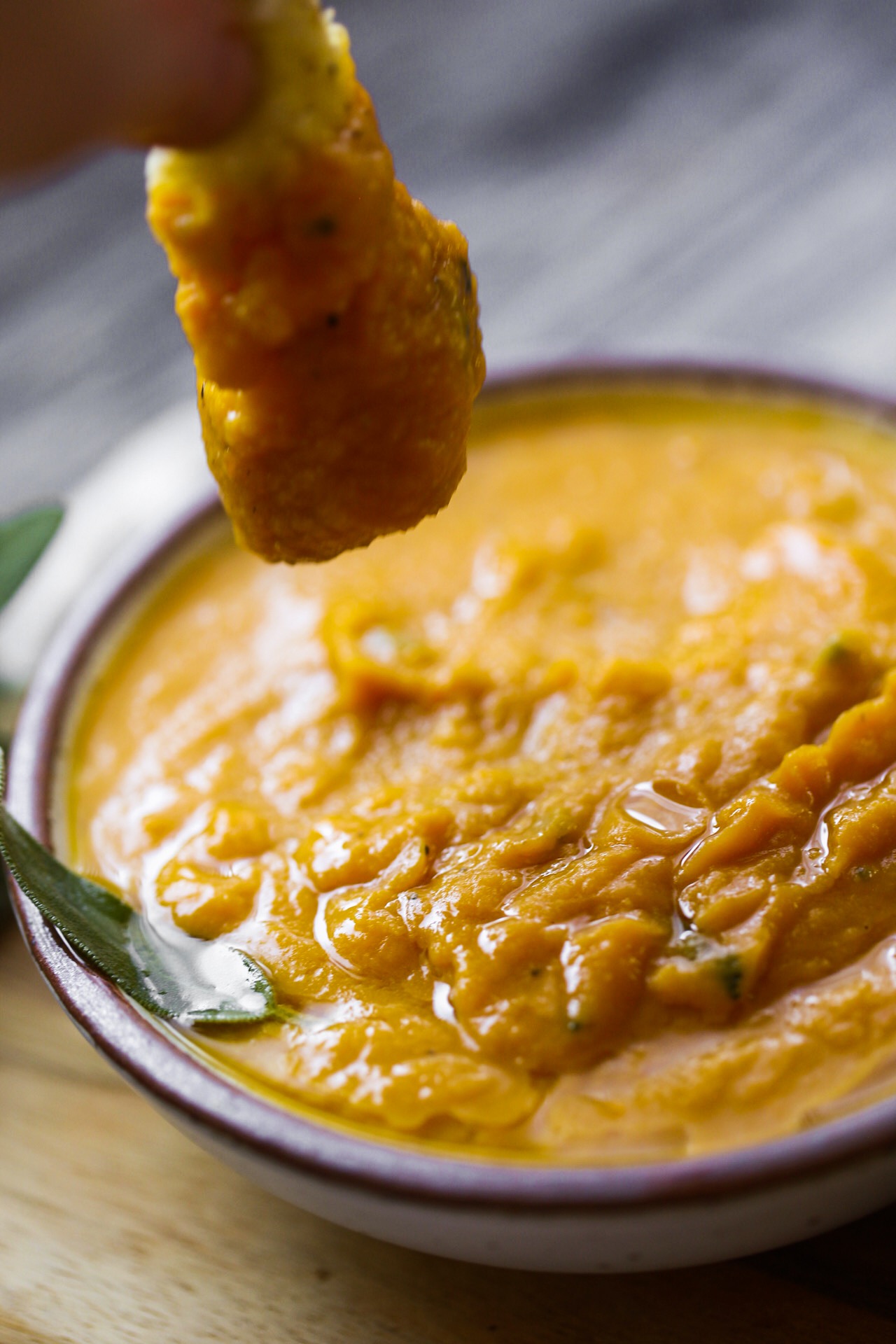 dip in butternut squash with bread