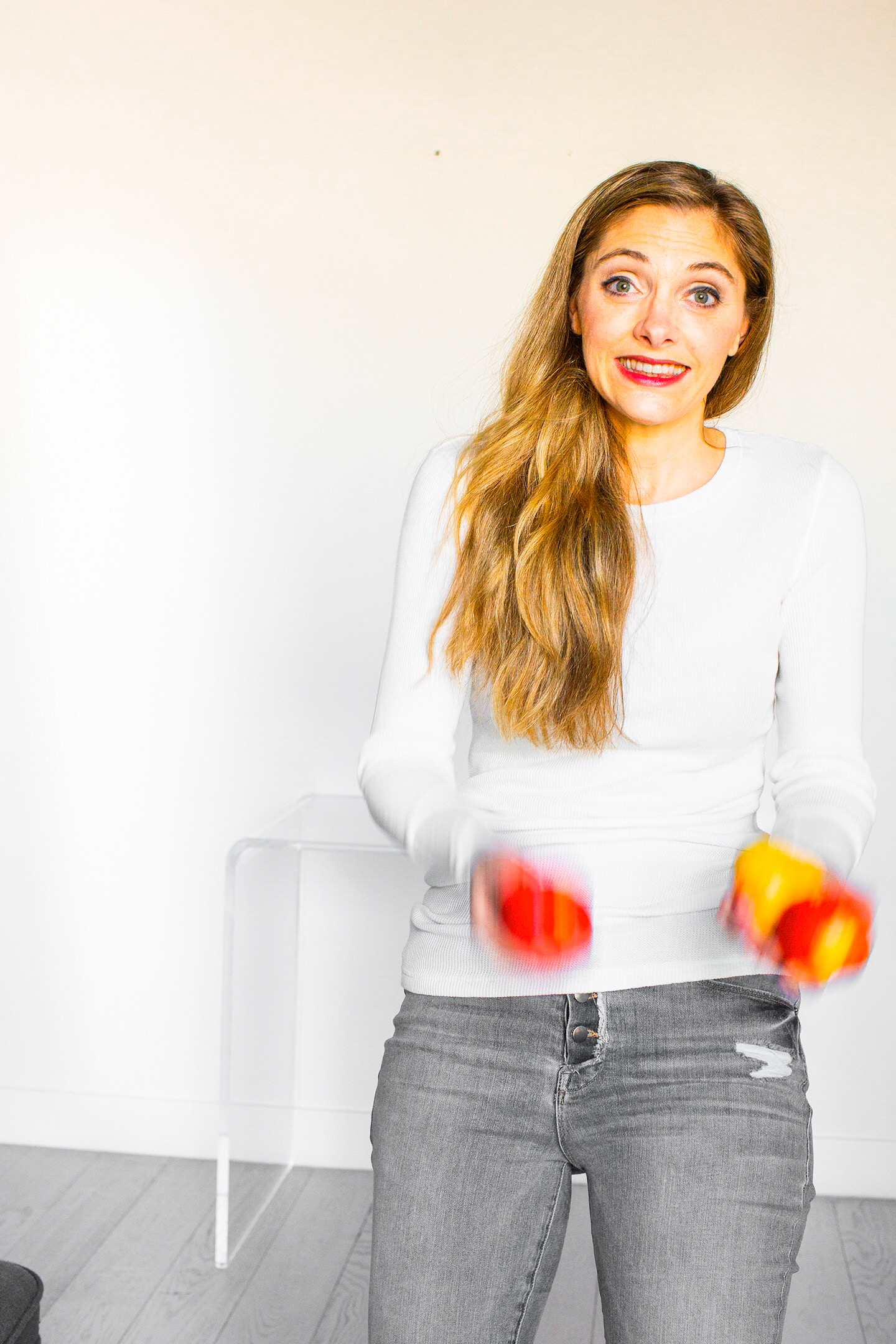 kathy patalsky tossing apples