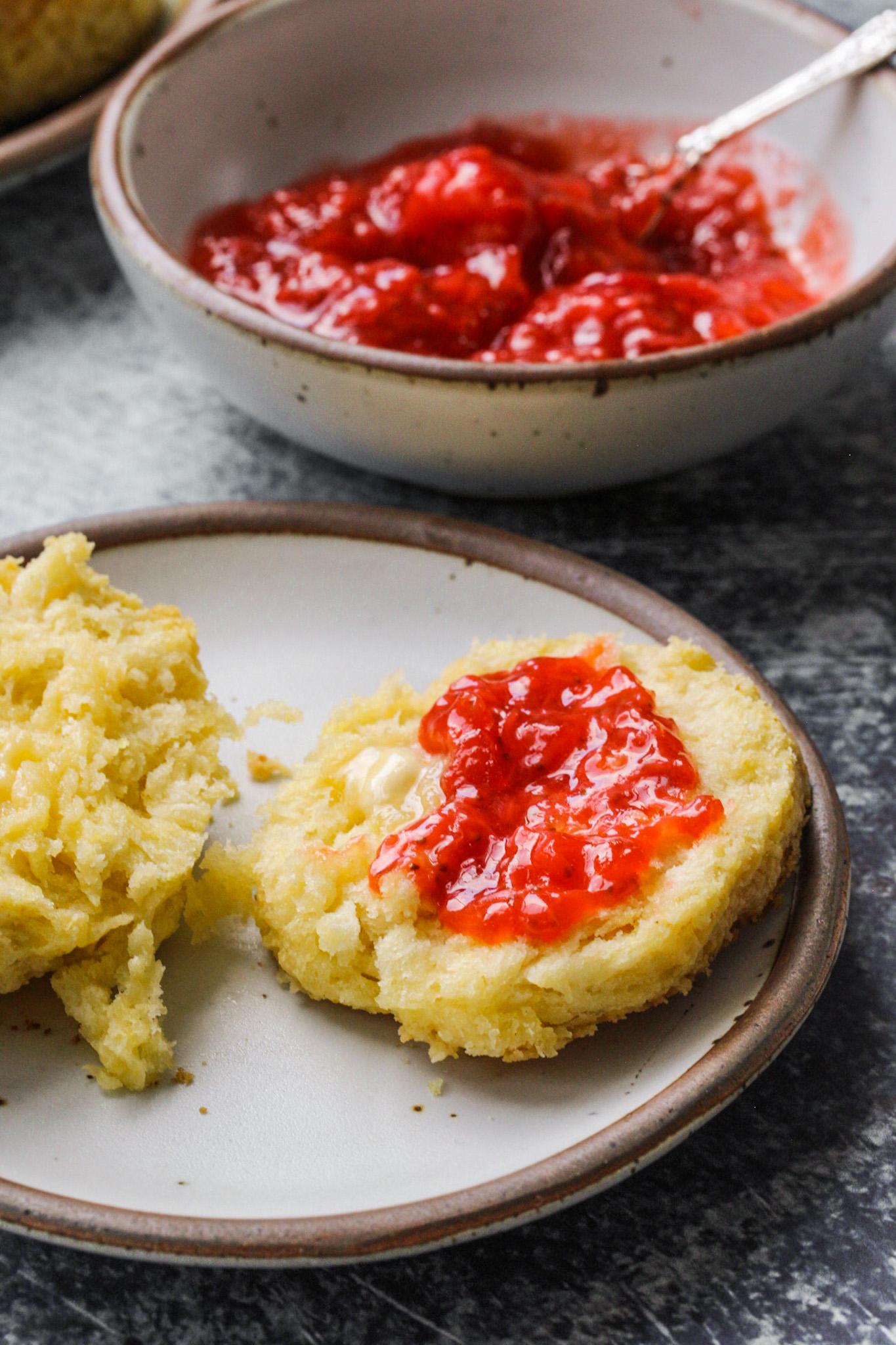 jam on a vegan buttermilk biscuit