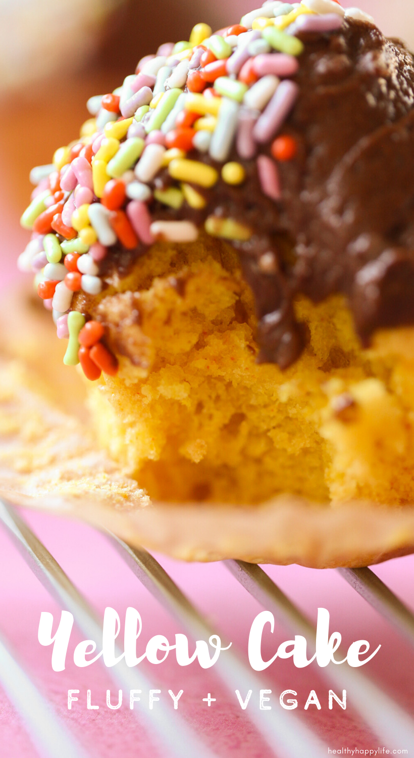 yellow cupcake with chocolate frosting 