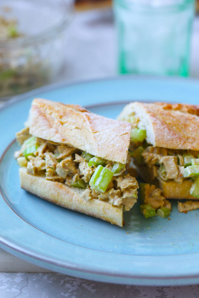 close up of chick'n salad with celery