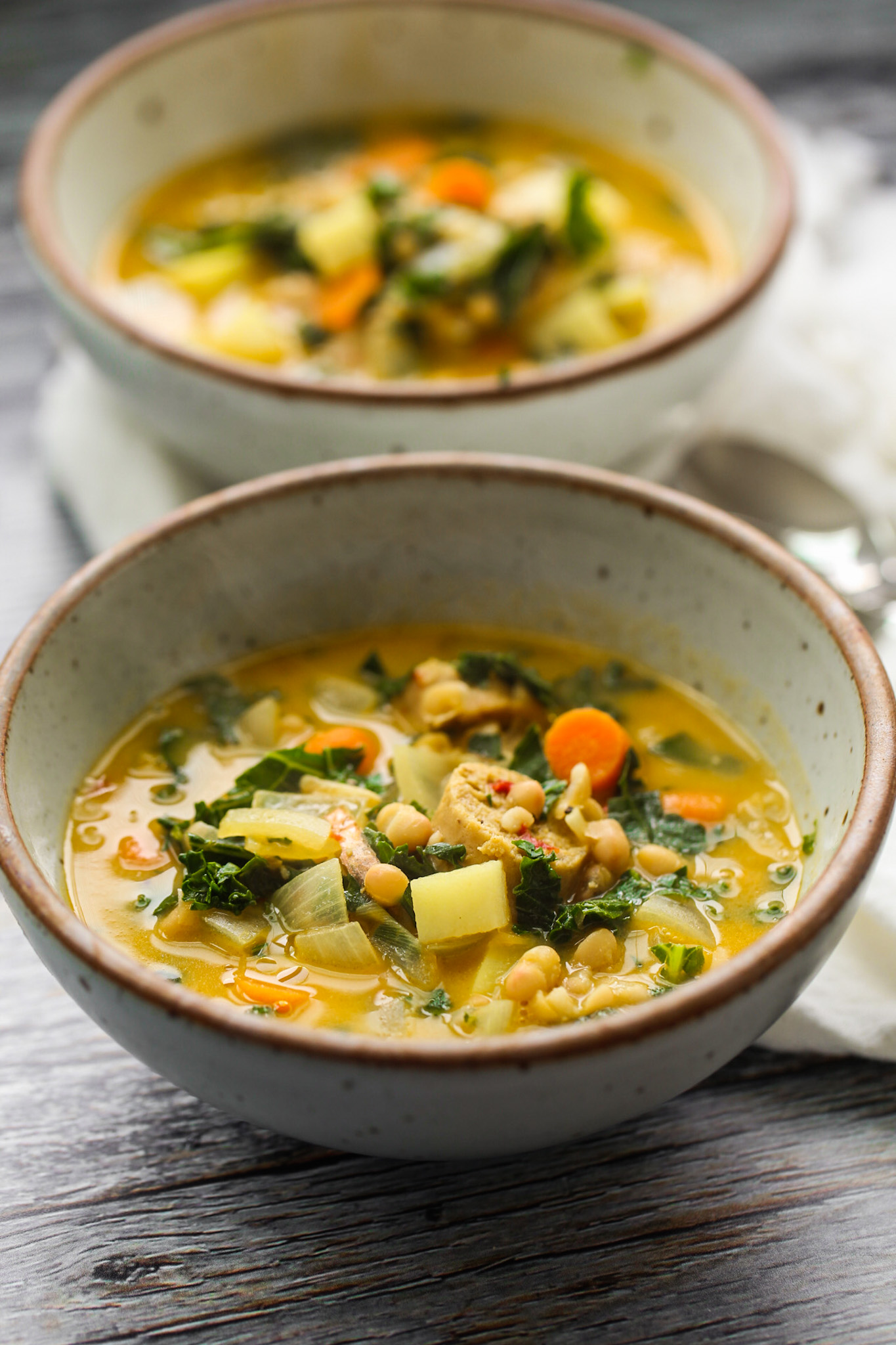 steamy warm bean soup in bowl