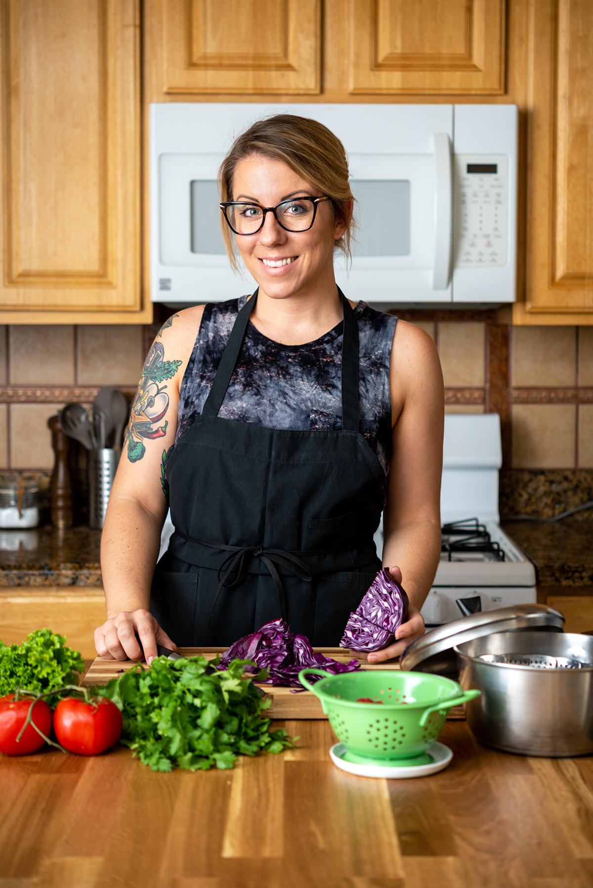 jackie sobon of vegan yack attack in her kitchen