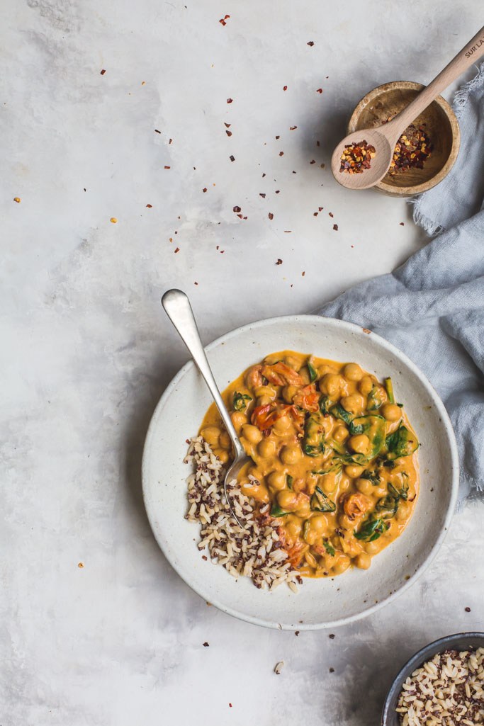 tomato chickpea curry quarantine meal