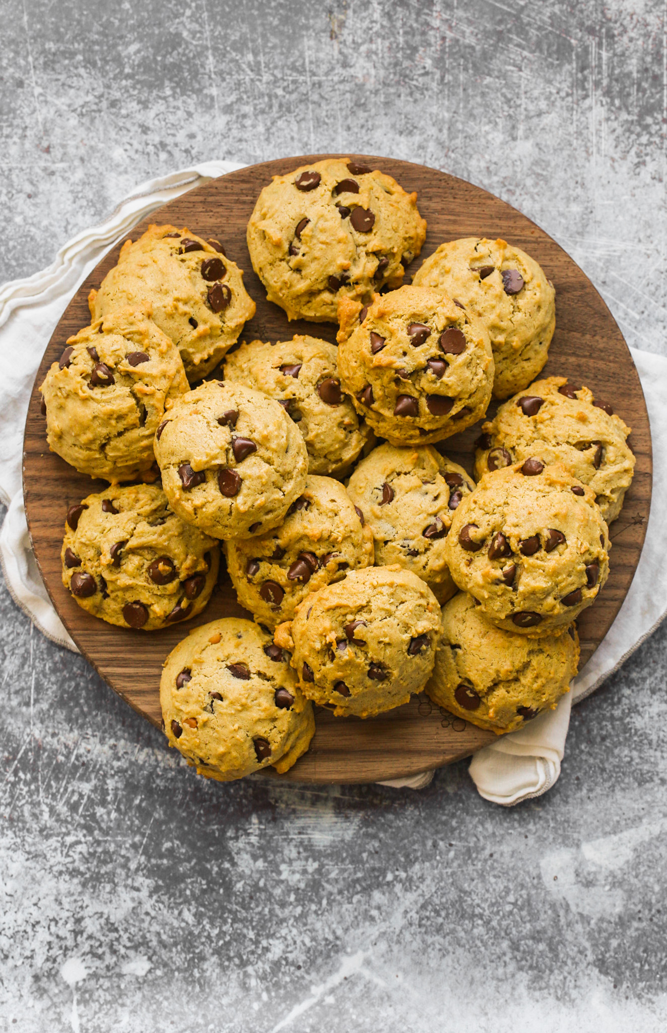 plate of close up warm Chocolate Chip Peanut Butter Cookies