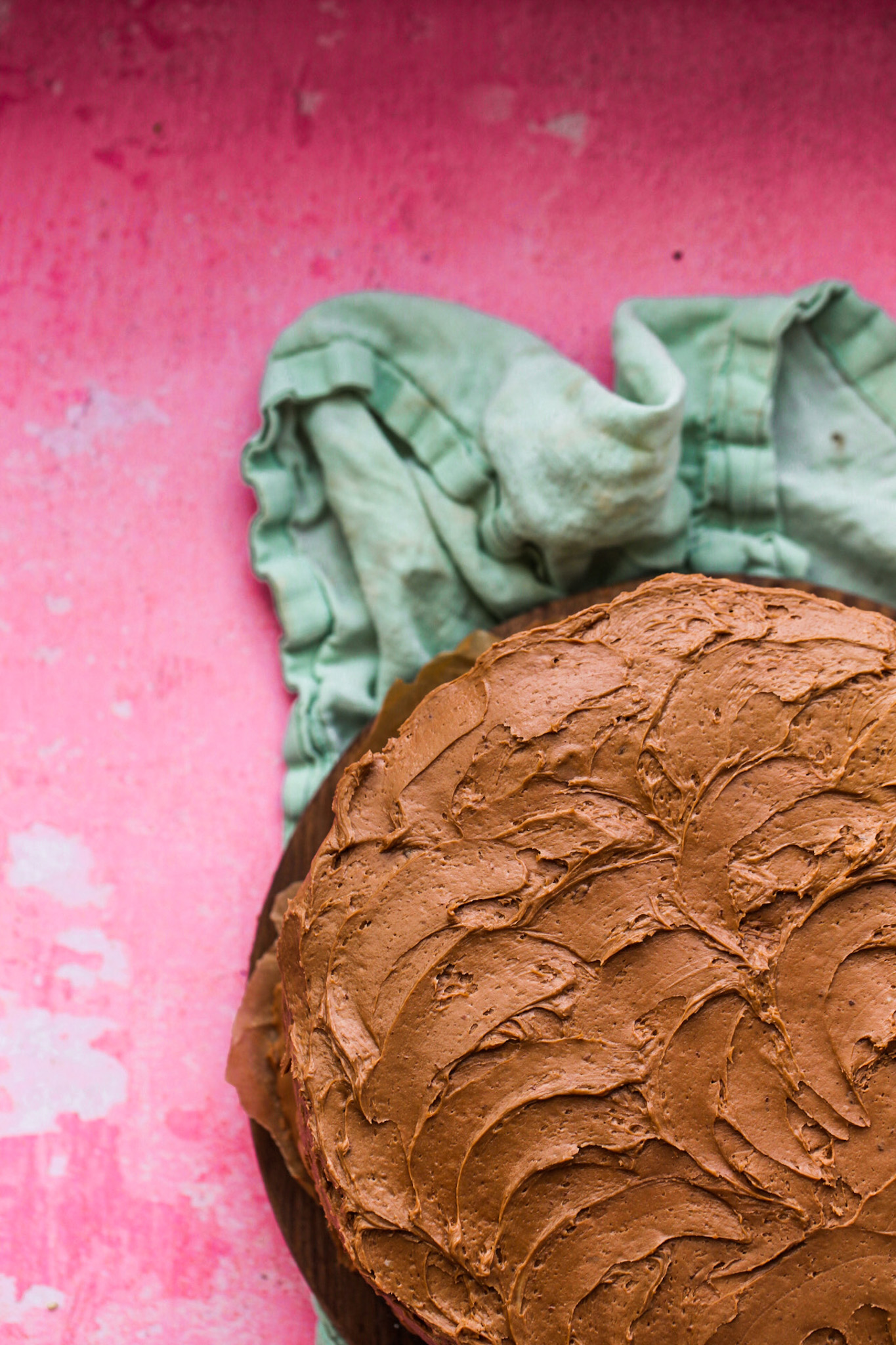 frosting on chocolate cake pink and teal