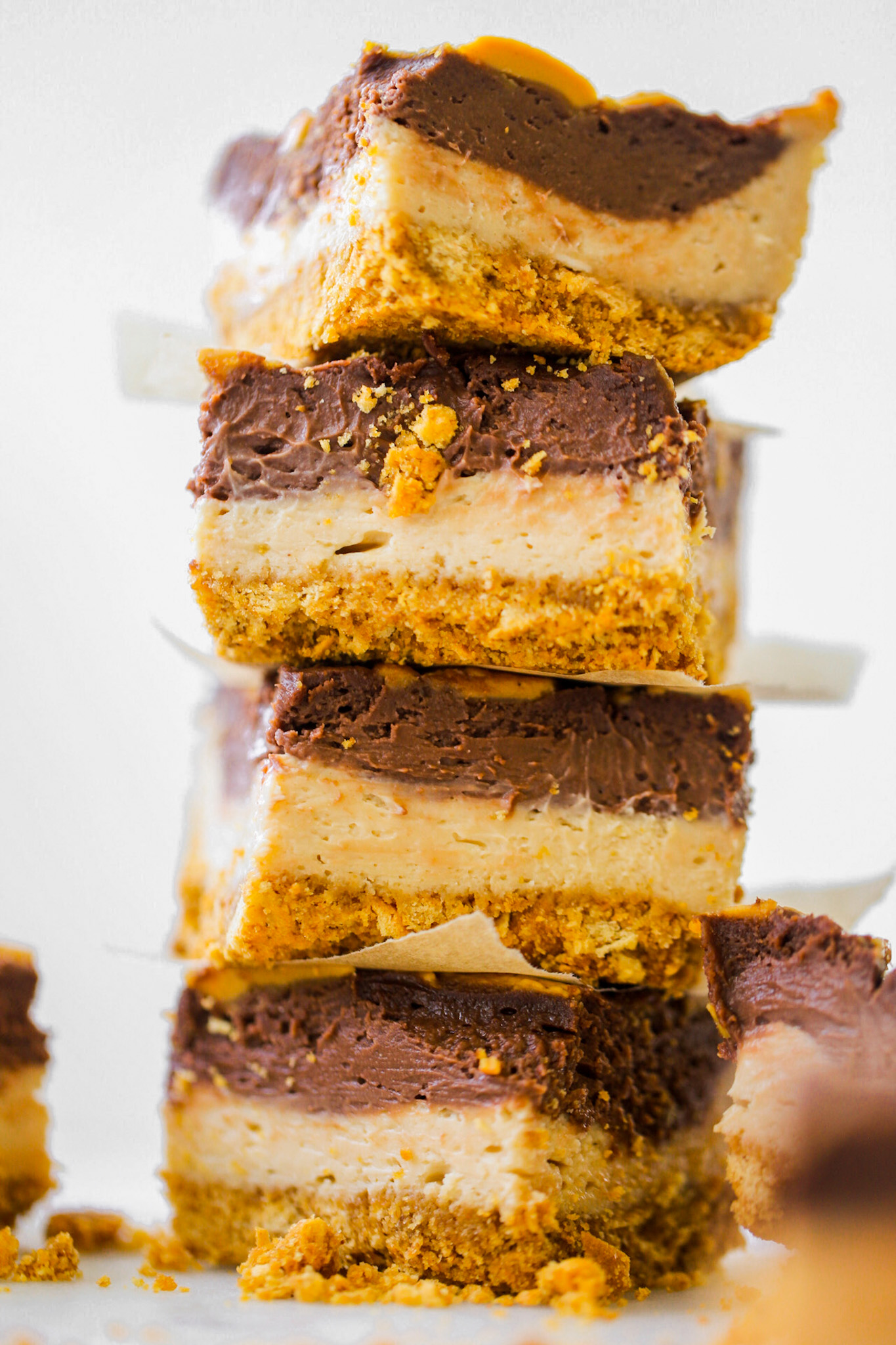 stack of vegan cheesecake bites