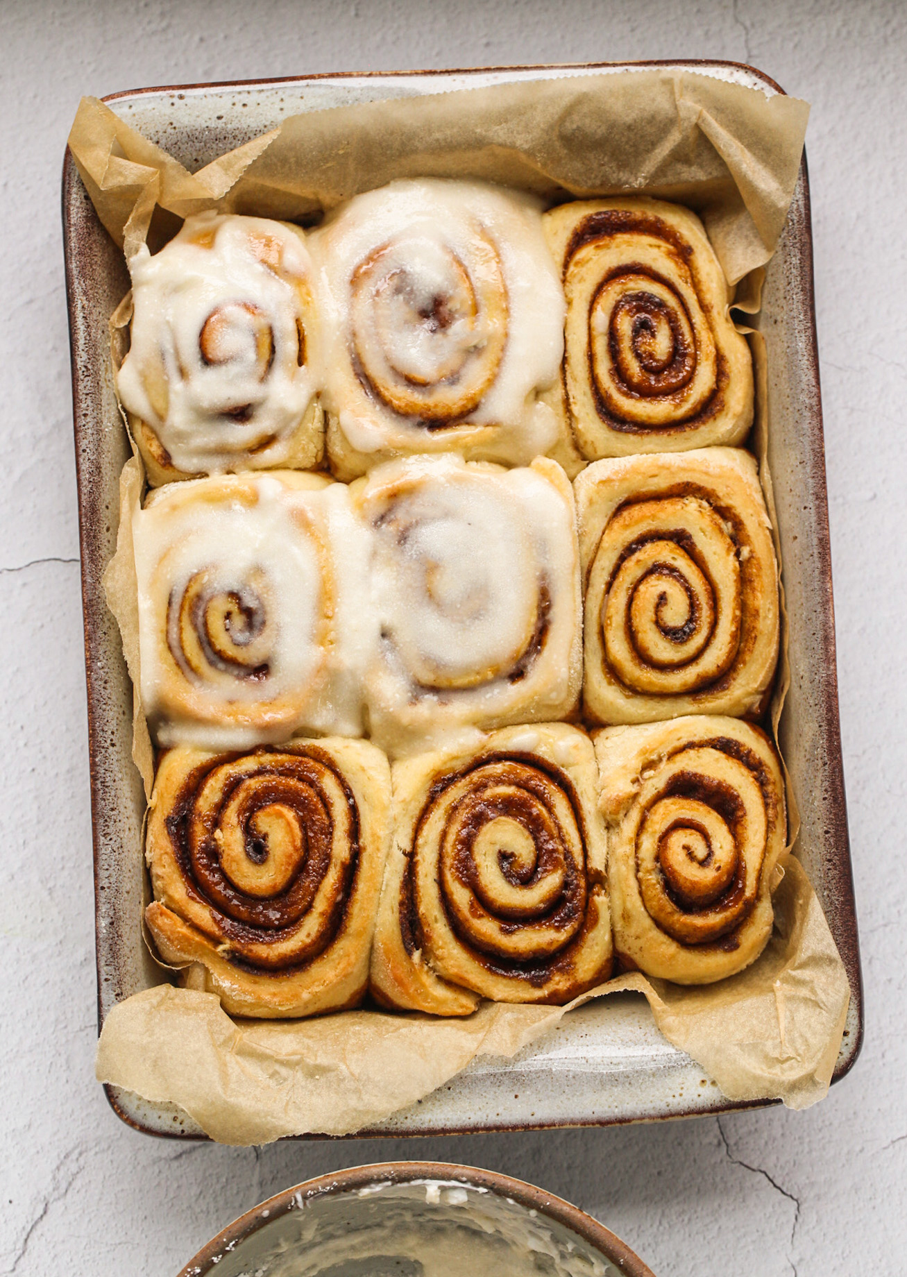 melted glazed frosting on rolls