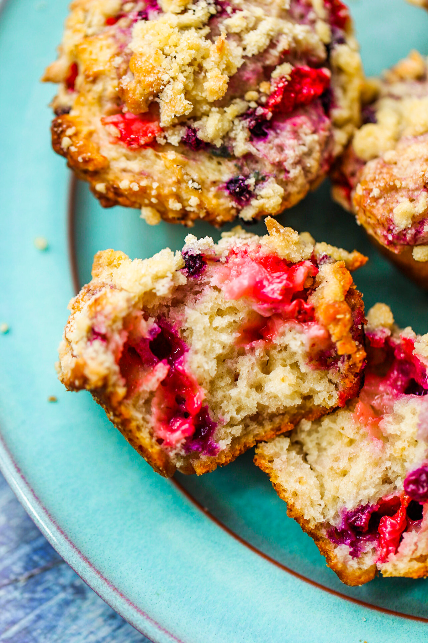 inside of a fluffy berry muffin