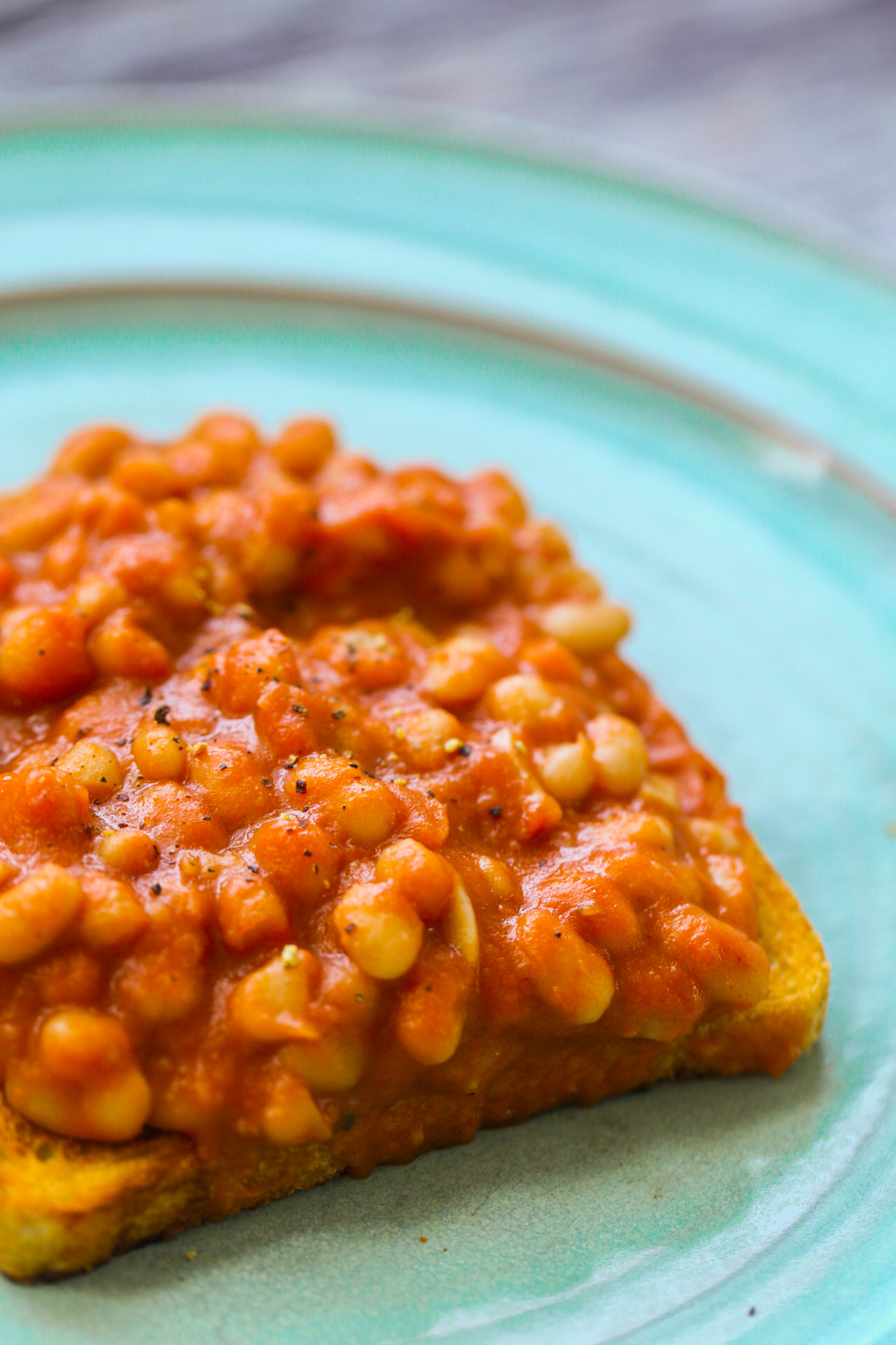 saucey baked beans on toast