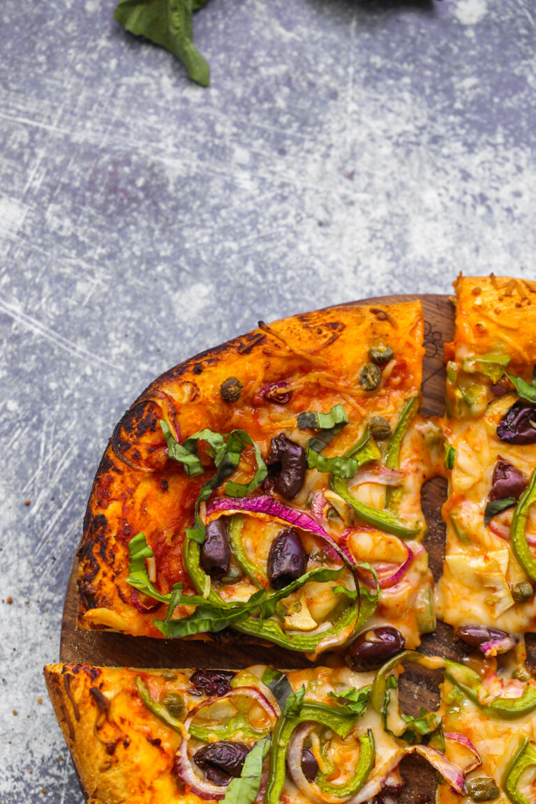 Homemade Vegan Pizza Green Pepper + Olive