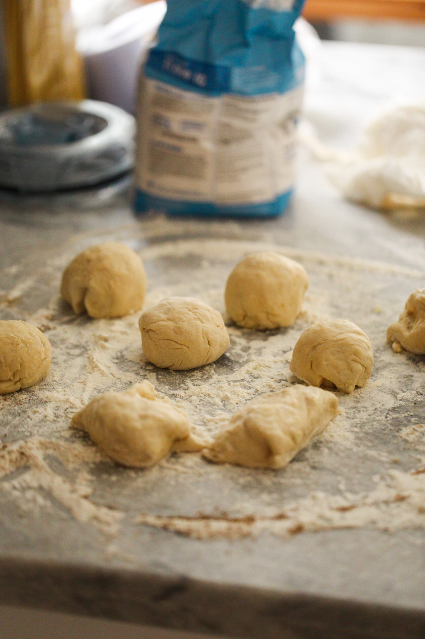 bagel dough pieces