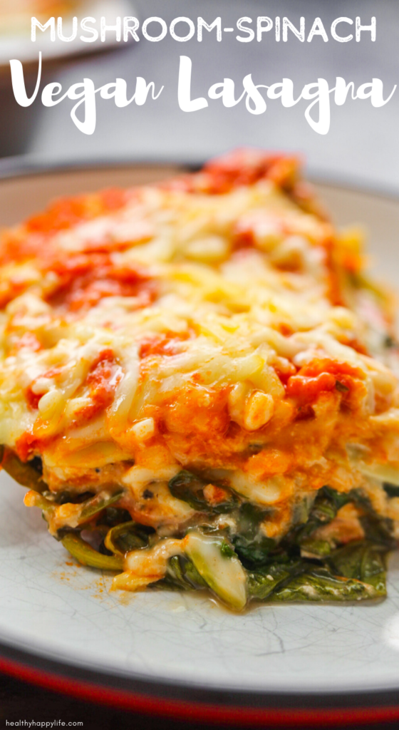 Spinach Mushroom Lasagna - HealthyHappyLife.com