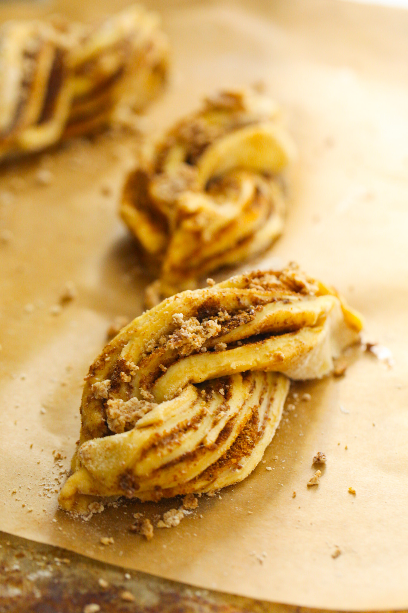 mini babka on a baking sheet