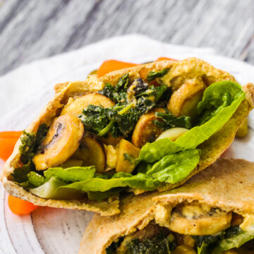 Garlicky Mushroom Kale Pitas