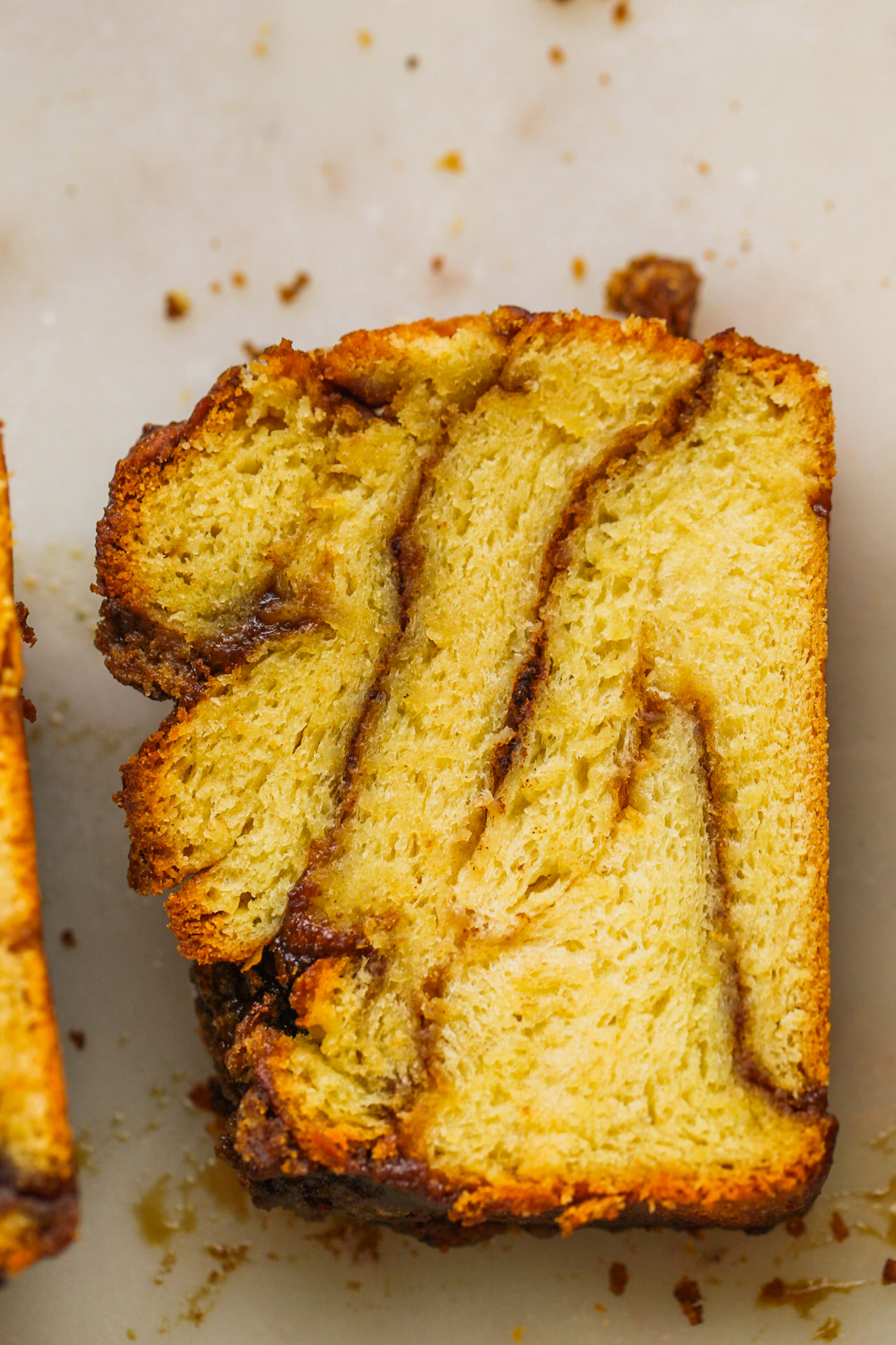 close up slice of babka