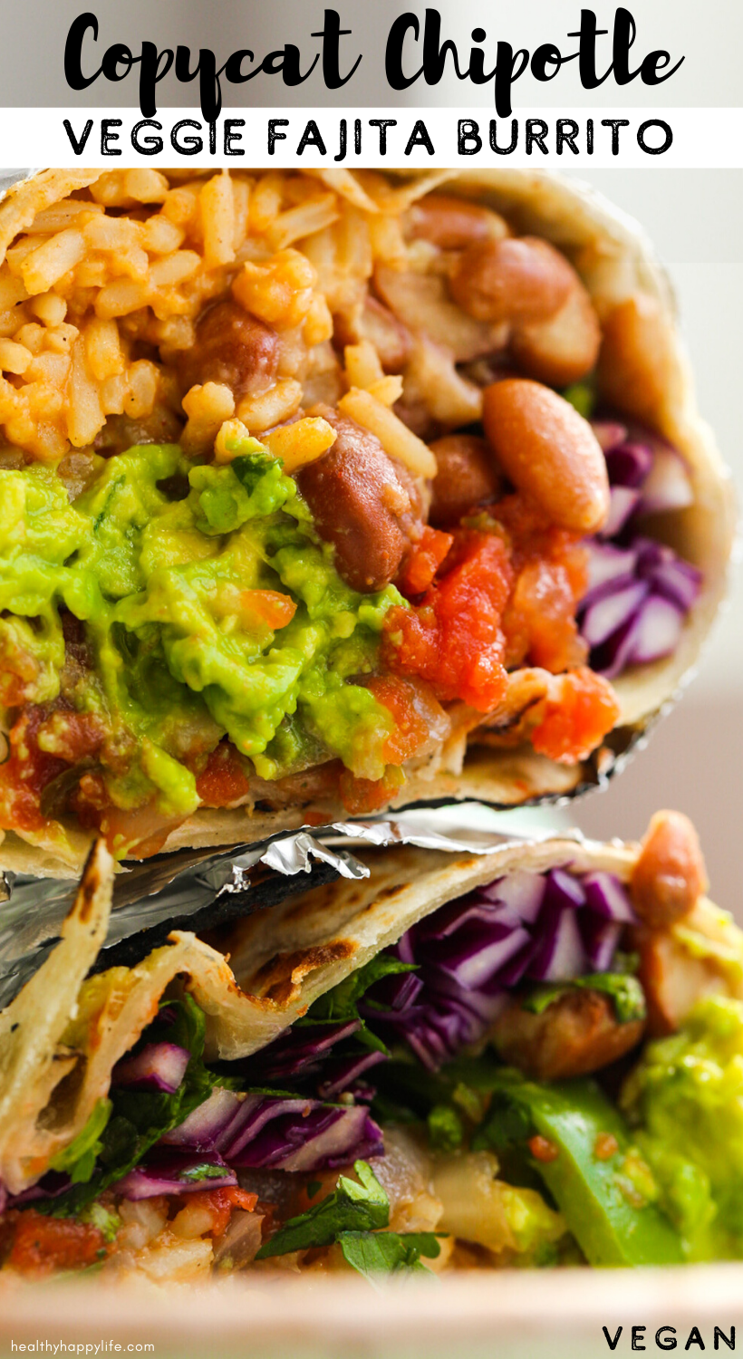 Copycat Chipotle Veggie Fajita Burrito pin