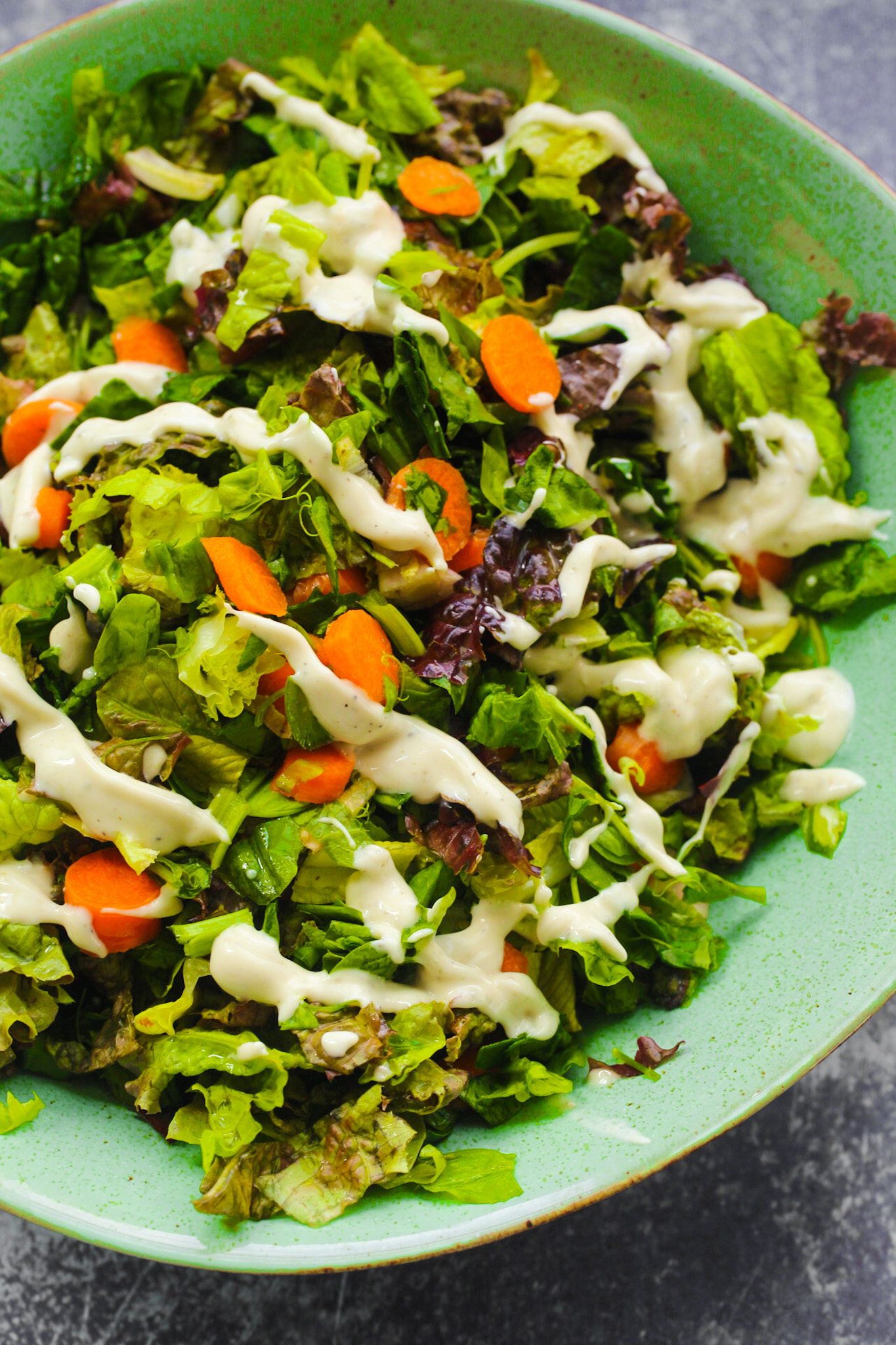 salad with vegan ranch