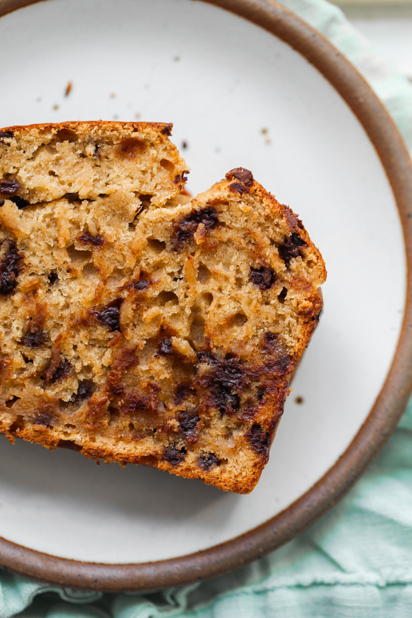 close up banana bread chocolate chips