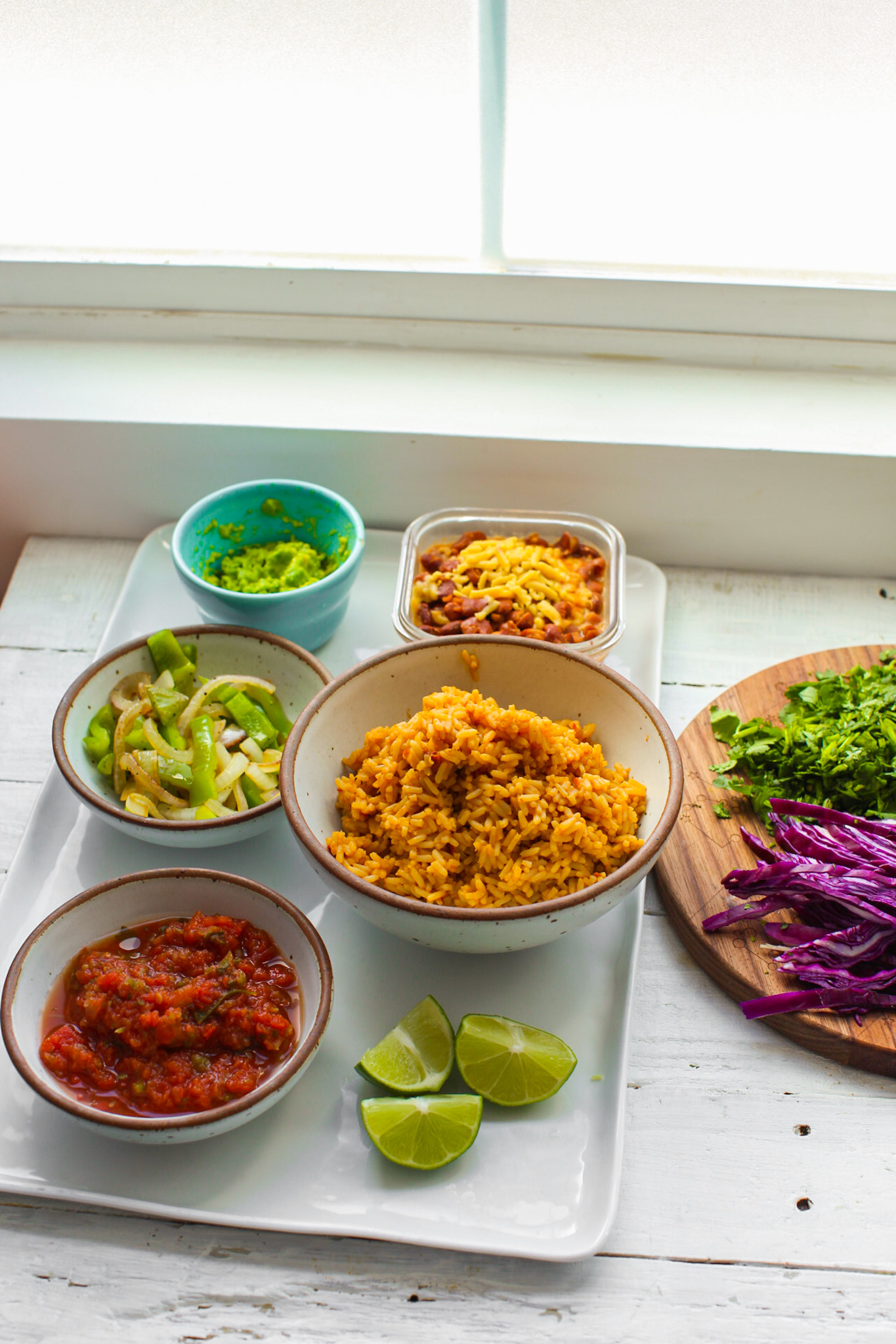 ingredients for a veggie burrito