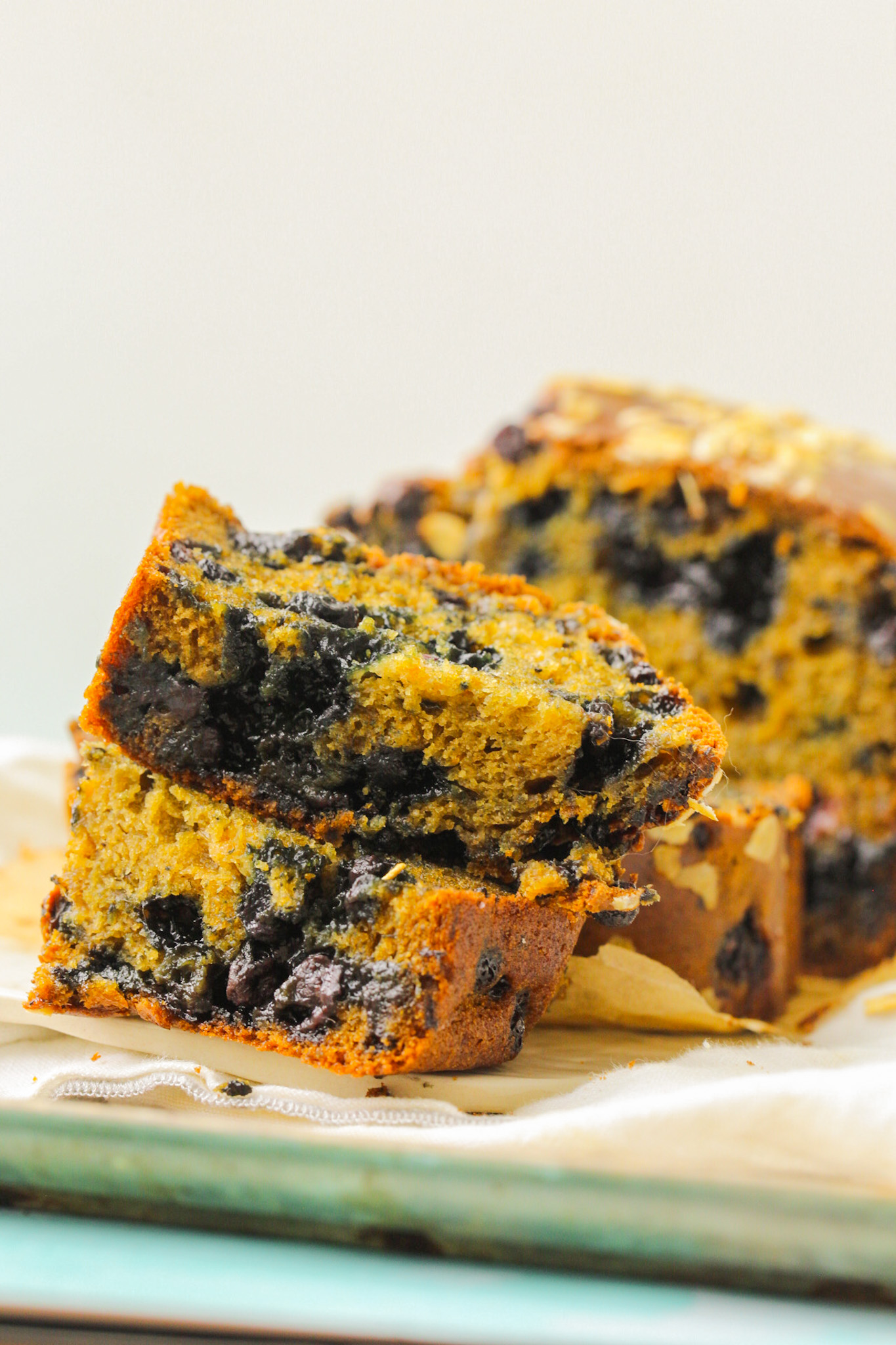 stacks of blueberry bread