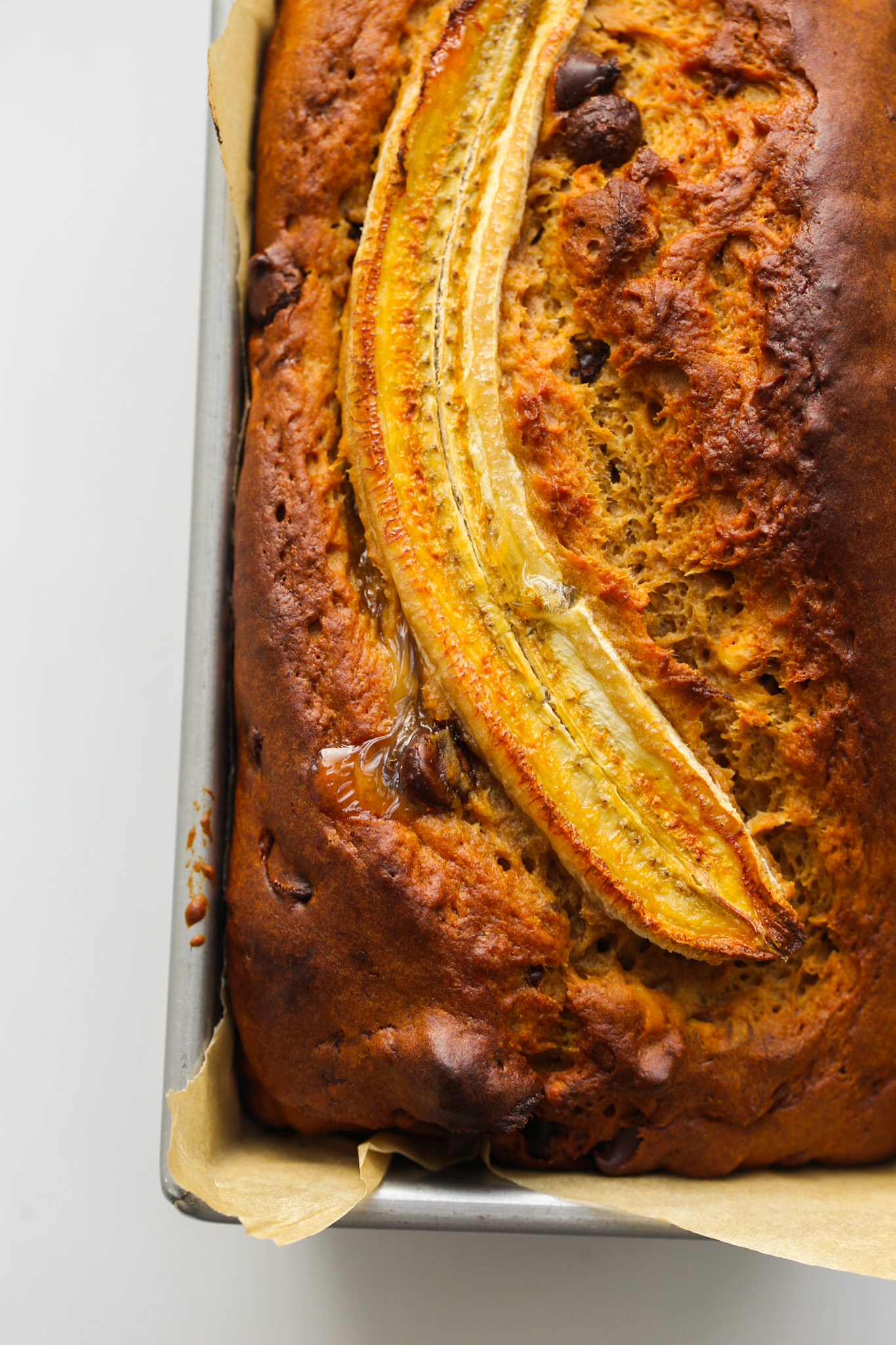 Chunky Chocolate Chip Banana Bread unsliced