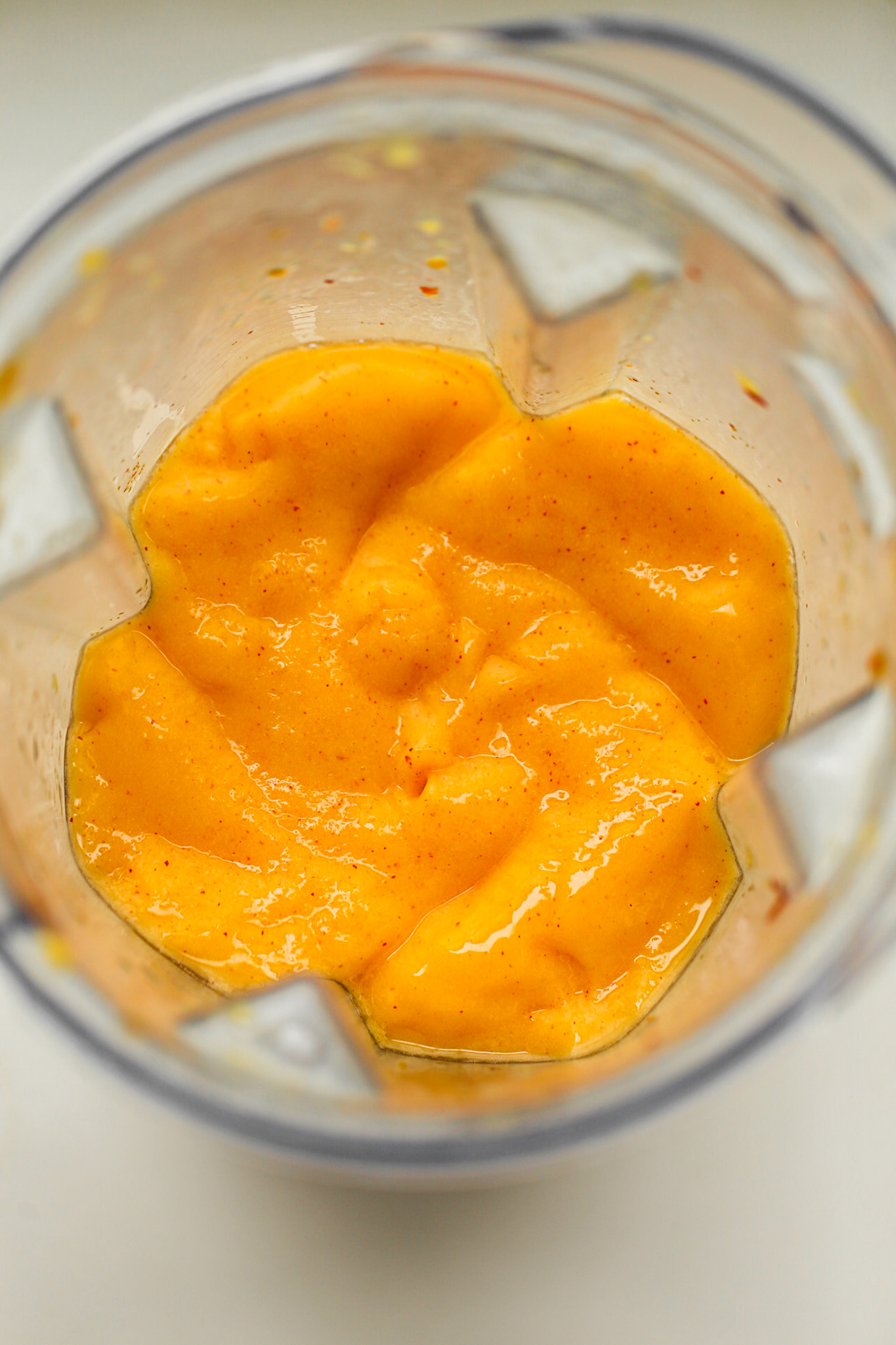 peach smoothie in blender